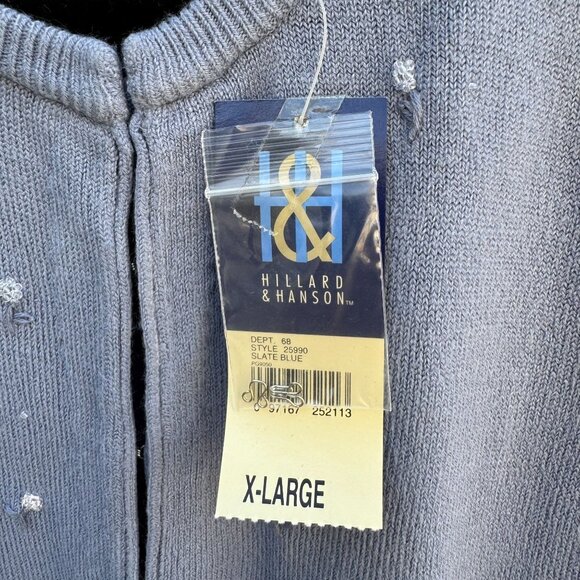 Hillard & Hanson Womens Embroidered Floral Design Beaded Cardigan Sweater New XL - Picture 6 of 10